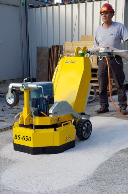 AIRTEC Floor Grinder Machine at work, perfect for leveling and smoothing concrete surfaces.