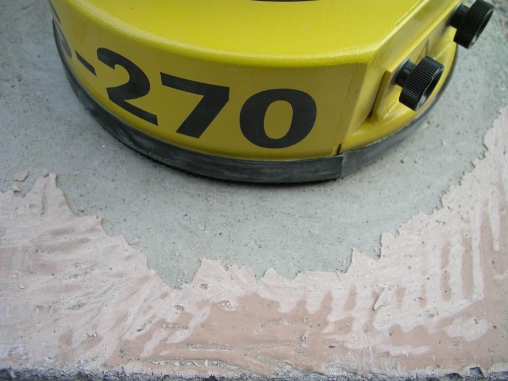 Concrete Grinding: Removal of thin coating. Picture from THE COMPREHENSIVE GUIDE TO PERFECT SURFACES