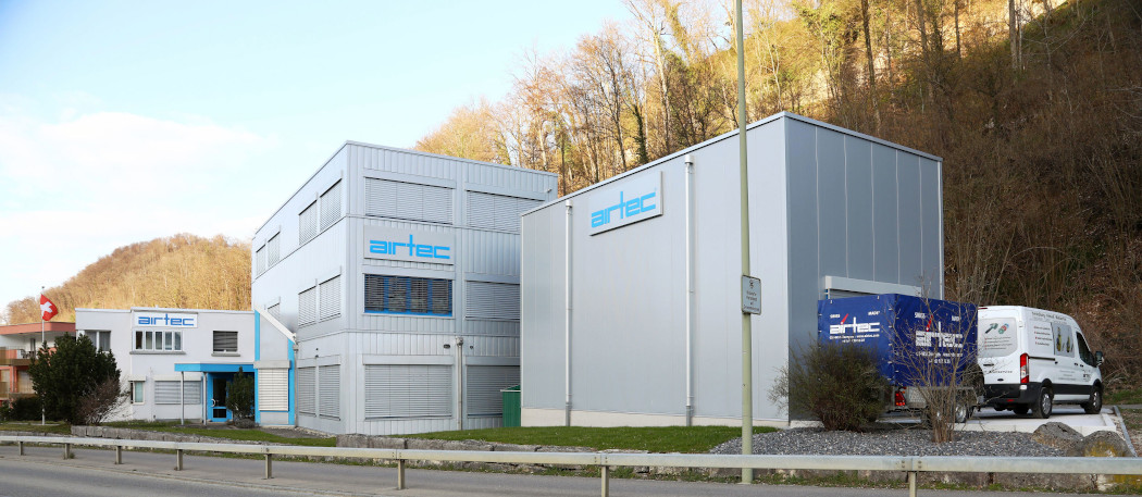 AIRTEC Headquater - Tools and Machines for high quality surface preparation! Office Building with Storages and Transport Truck for our Grinding Machines with Diamond Segments and Concrete Scarifiers.